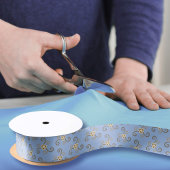 ブルーリバティ渦巻形のフラワーパターンエレガントフローラ サテンリボン