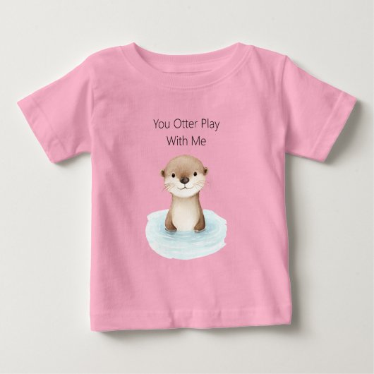 ブルーリバーかわいいカワウソ ベビーTシャツ (正面)