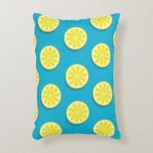 ブルーリバーシブルのレモンスライスパターン アクセントクッション (正面(垂直))