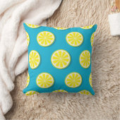 ブルーリバーシブルのレモンスライスパターン クッション (ブランケット)