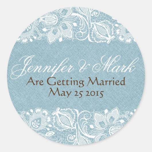 ブルーリフェイクネンバーラップ&ホワイトフローラレース ラウンドシール (正面)