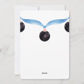 ブルーリボンとブラックオーナメントのホリデーカード シーズンカード (裏面)