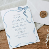 ブルーリボンとボーズボーイボーイベビーシャワー 招待状