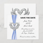 ブルーリボンのシルバースワン　セーブ・ザ・デートカード 招待状 (正面/裏面)