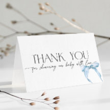 ブルーリボンのダスティベイビーシャワーのサンクスカード