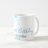 ブルーリボンの可愛い21歳の誕生日 名前 日付 ガールズファッション コーヒーマグカップ (正面右)