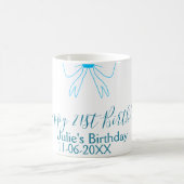 ブルーリボンの可愛い21歳の誕生日 名前 日付 ガールズファッション コーヒーマグカップ (中央)