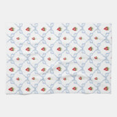 ブルーリボンの夏のイチゴ水彩 キッチンタオル (横)