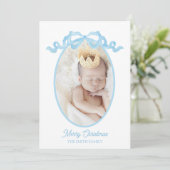 ブルーリボンの水彩ベイビーボーイ ホリデーカード (スタンド正面)