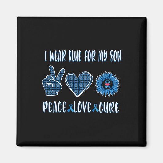 ブルーリボンへ私の息子11月糖尿病認識度 マグネット (正面)