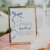 ブルーリボンガール赤ちゃんシャワーおむつラッフルサイン ポスター