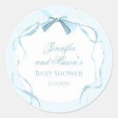 ブルーリボンクラシック名門私立校風の男の赤ちゃんシャワー ラウンドシール (正面)