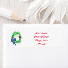 ブルーリボンクリスマスリース差出人住所 ラベル