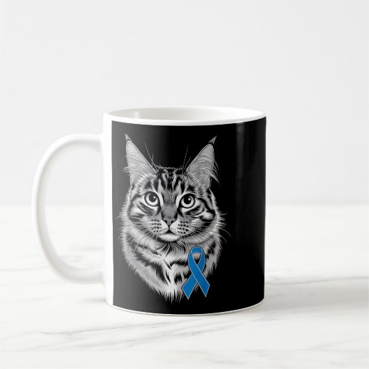 ブルーリボンサポーター 糖尿病啓発 猫 コーヒーマグカップ (左)