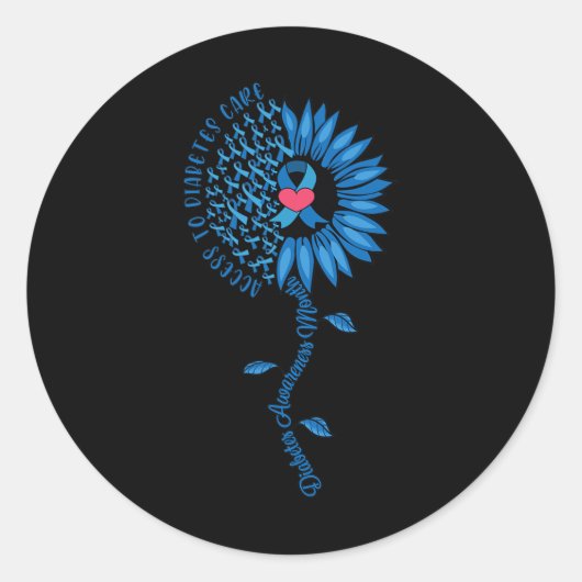 ブルーリボンサンフラワー十一月糖尿病認識度 ラウンドシール (正面)