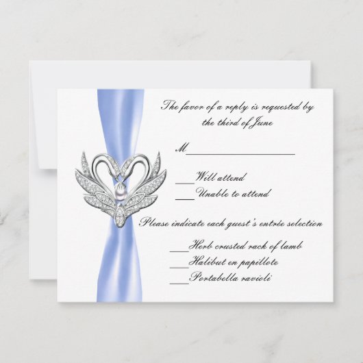 ブルーリボンシルバースワンスレスポンスカード 出欠カード (正面)