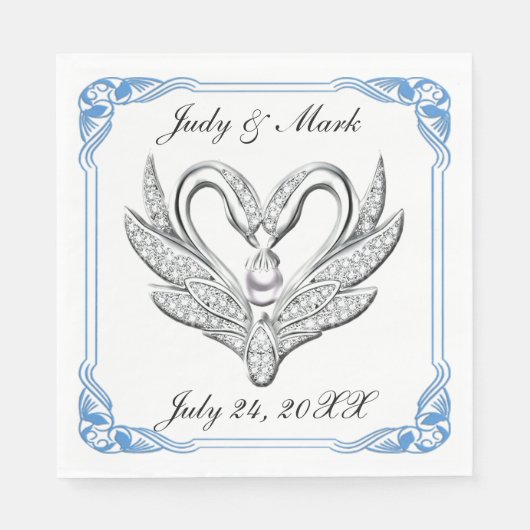 ブルーリボンシルバースワンズ紙ナプキンス スタンダードランチョンナプキン (正面)