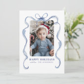 ブルーリボンフレームハッピーホリデーズフォト シーズンカード (スタンド正面)
