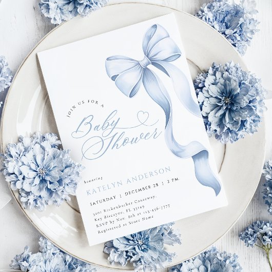 ブルーリボンベビーシャワー招待状 招待状
