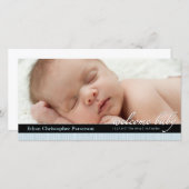 ブルーリボンボーイベビー誕生発表フォトカード 案内状 (正面/裏面)