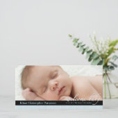 ブルーリボンボーイベビー誕生発表フォトカード 案内状 (スタンド正面)