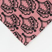 ブルーリボンボーブラックシャンデリアダマスクモノグラム フリースブランケット (角)