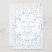 ブルーリボンラムヴィンテージ赤ちゃんシャワー 招待状 (正面)