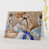 ブルーリボン付きデガスダンサー カード (黄色い花)