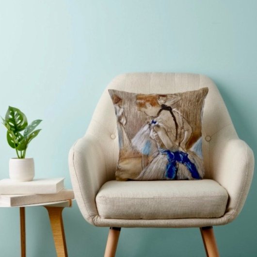 ブルーリボン付きデガスダンサー クッション