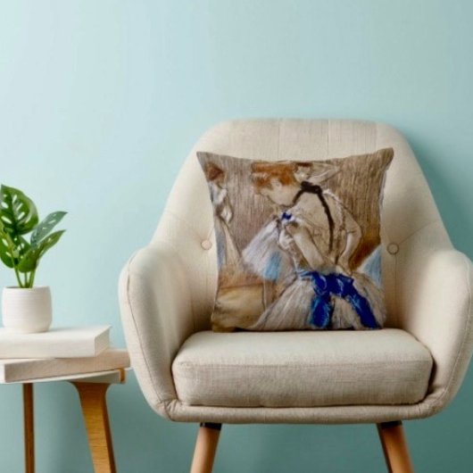 ブルーリボン付きデガスダンサー クッション