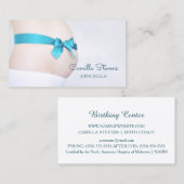 ブルーリボン付き出産Doulaベビーバンプ 名刺 (正面/裏面)