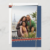 ブルーリボン包まれたフラットクリスマスフォトカード シーズンカード (正面/裏面)