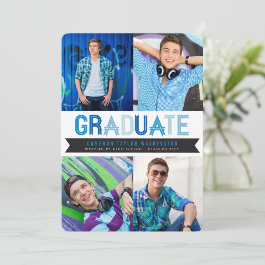 ブルーリボン大学院写真卒業パーティー 招待状 (スタンド正面)