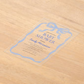 ブルーリボン水彩弓ボーイベビーシャワー アクリル招待状 (レイダウン)