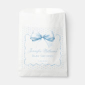 ブルーリボン水玉模様男の赤ちゃんシャワー フェイバーバッグ (正面)