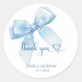 ブルーリボン男の赤ちゃんありがとう ラウンドシール (正面)