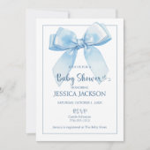 ブルーリボン男の赤ちゃんシャワー 案内状 (正面)