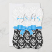 ブルーリボン白黒ダマズ結婚ズ 招待状 (裏面)