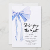 ブルーリボン結び目ブライダルシャワー 招待状 (正面)
