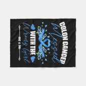 ブルーリボン結腸がん女の子生存大腸 フリースブランケット (正面(横))