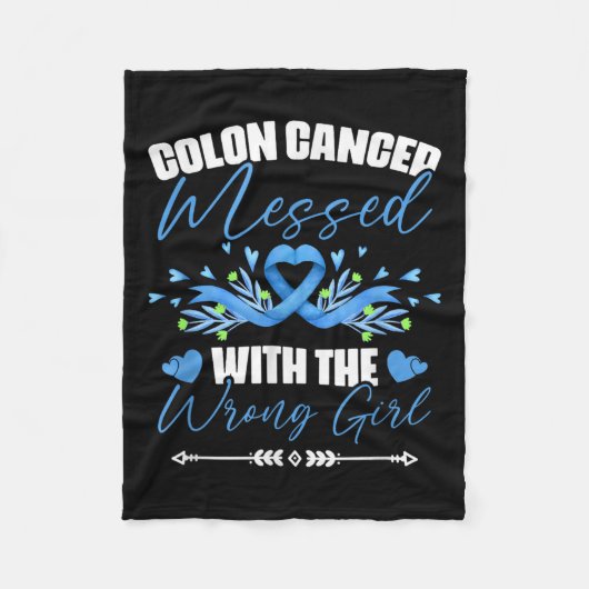 ブルーリボン結腸がん女の子生存大腸 フリースブランケット (正面)