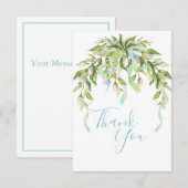 ブルーリボン緑エレガントサンキューカード サンキューカード (正面/裏面)