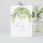 ブルーリボン緑エレガントサンキューカード サンキューカード (スタンド正面)