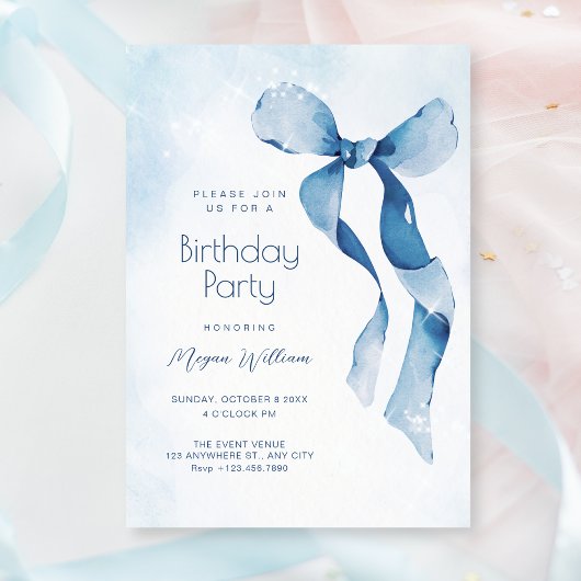 ブルーリボン誕生日 招待状