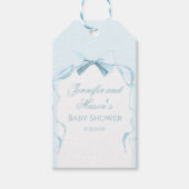 ブルーリボン赤ちゃんシャワー感謝していユーメッセージカード ギフトタグ (正面)