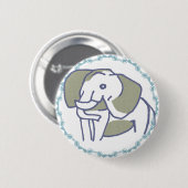 ブルーリボン額縁|優雅で可愛い象イラスト 缶バッジ (正面&裏面)