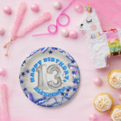 ブルーリボン&スターズ紙吹雪13歳誕生パーティー ペーパープレート (パーティー)