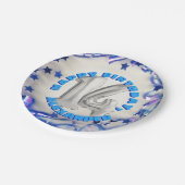 ブルーリボン&スターズ紙吹雪14歳誕生パーティー ペーパープレート (アングル)