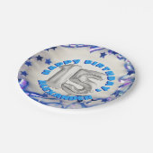 ブルーリボン&スターズ紙吹雪15歳誕生パーティー ペーパープレート (アングル)