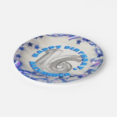 ブルーリボン&スターズ紙吹雪16歳誕生パーティー ペーパープレート (アングル)